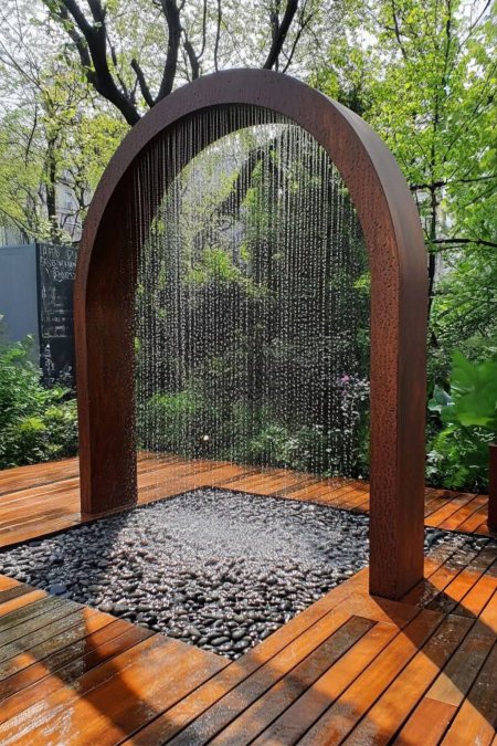 🌧️ نافورة قوس المطر المعدنية